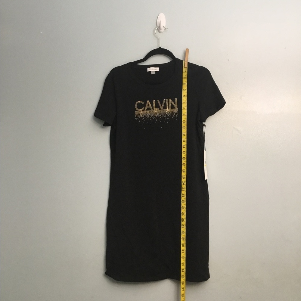 Calvin Klein Black Sheath Mini Dress with Crew Neck